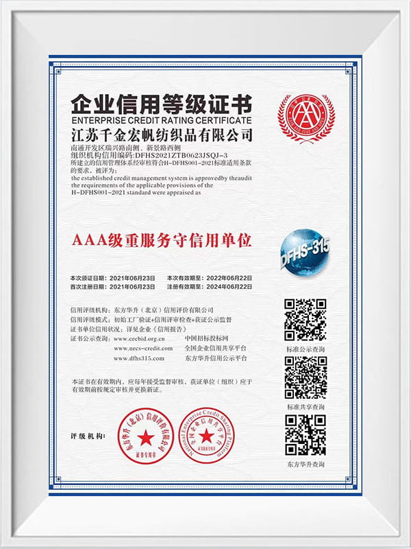 Enterprise credit rating certificate