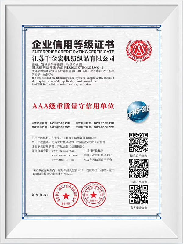 Enterprise credit rating certificate