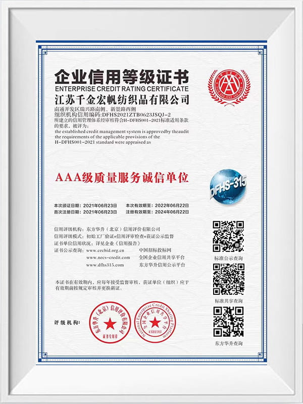 Enterprise credit rating certificate